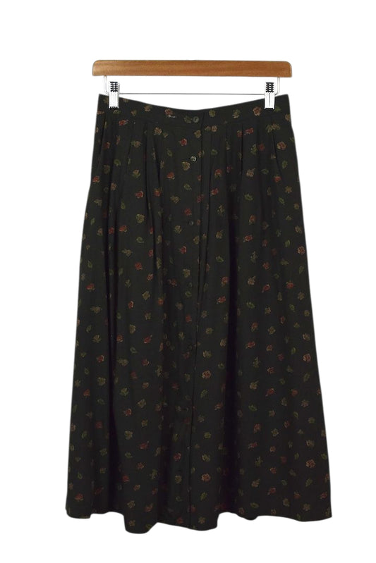 Green Floral Print Skirt
