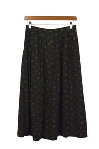 Green Floral Print Skirt