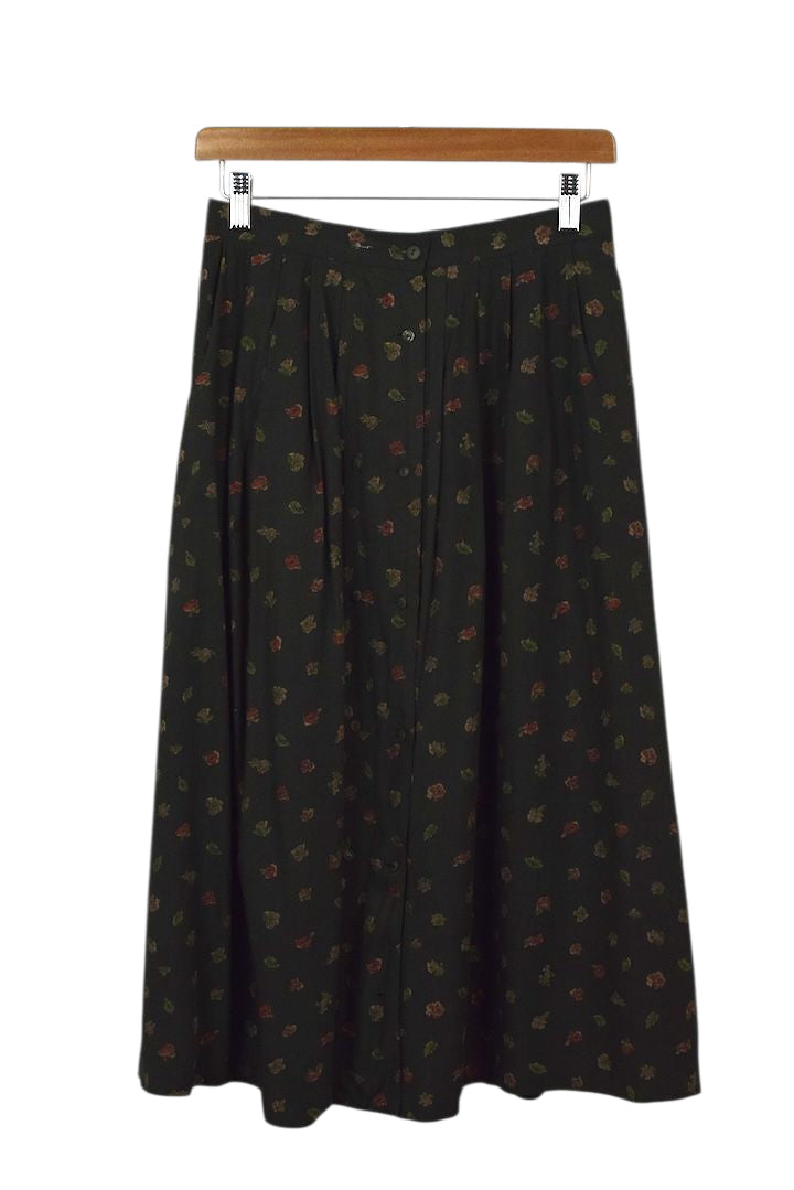 Green Floral Print Skirt