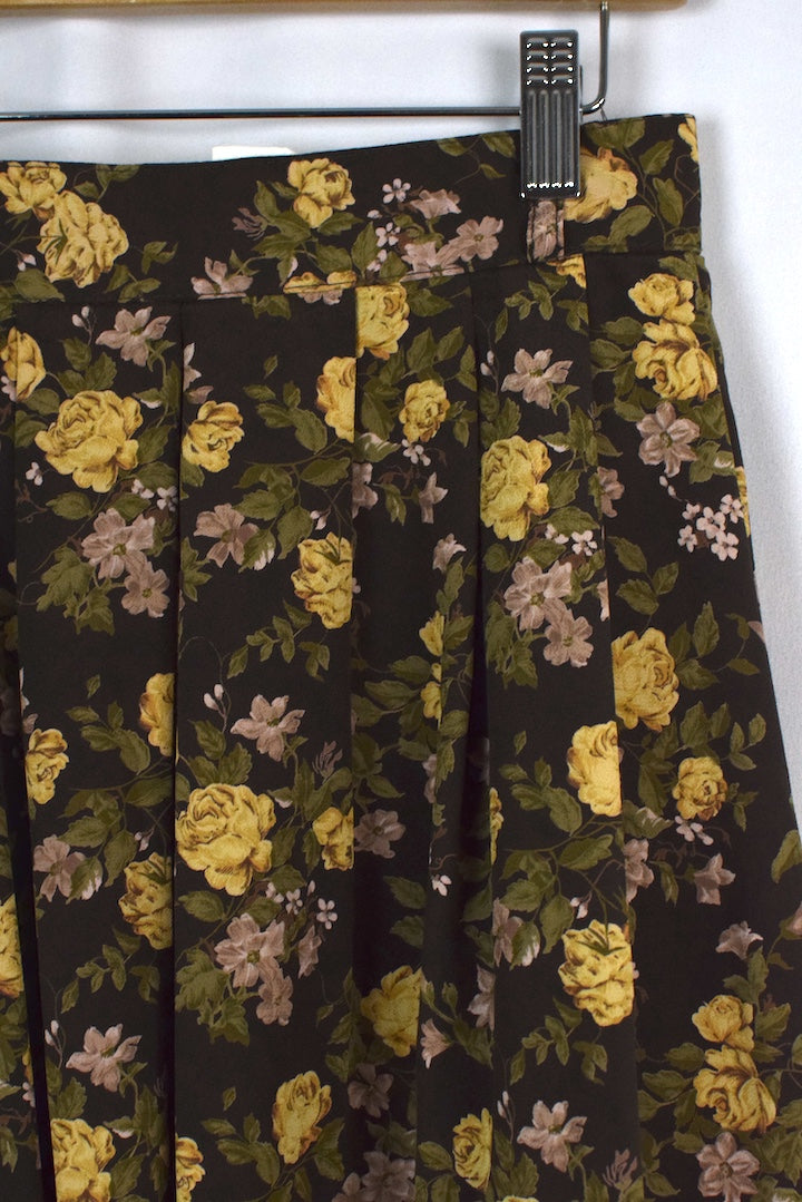 Reworked Yellow Rose Print Skirt