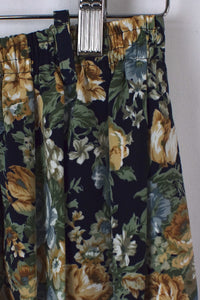 Reworked Navy Floral Print Skirt