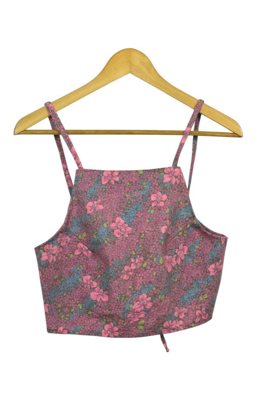 Reworked Floral Print Denim Top