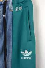 Load image into Gallery viewer, Reworked Adidas Brand Track Denim Skirt
