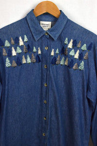 Tree Print Denim Shirt