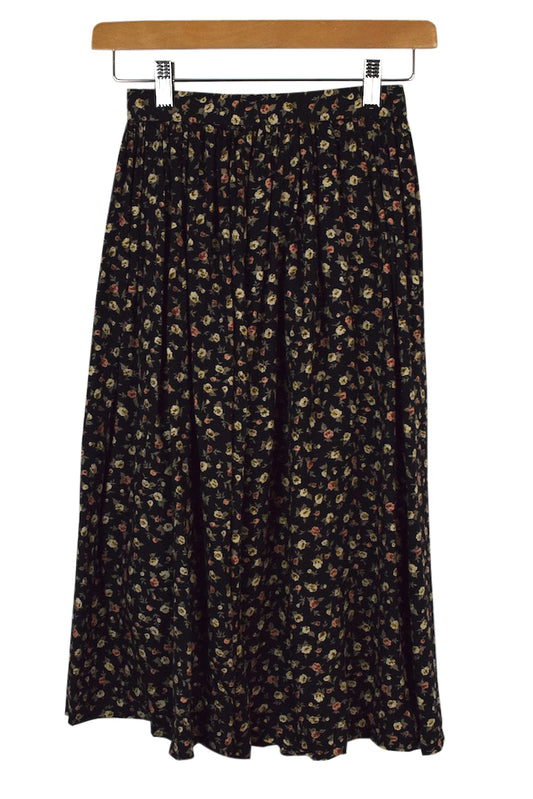 Reworked Black Floral Skirt