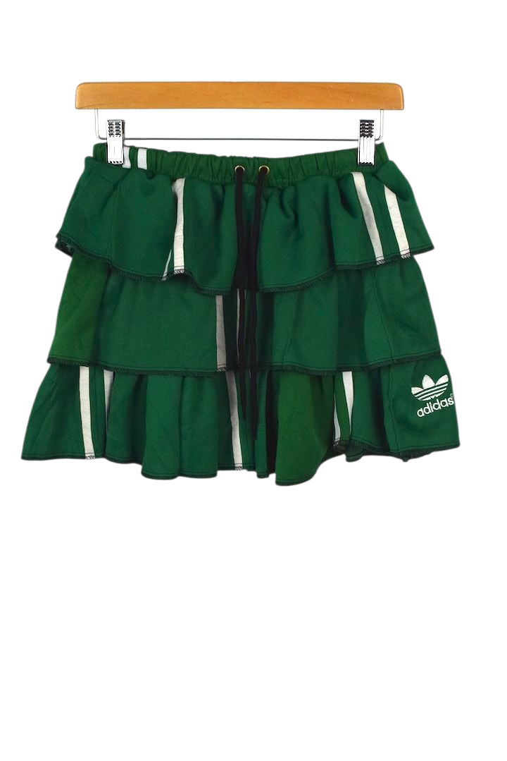 Reworked Adidas Brand Tiered Mini Skirt