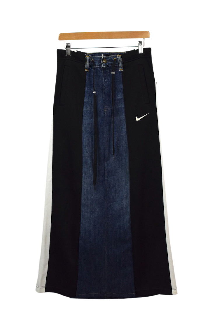 Reworked Nike Brand Track Denim Skirt