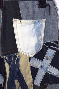 Reworked Denim Patchwork Shorts