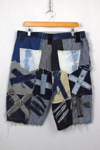 Reworked Denim Patchwork Shorts