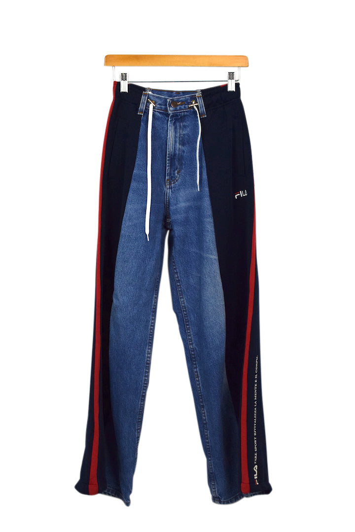Reworked Fila Brand Track-Jeans