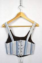 Load image into Gallery viewer, White and Blue Reworked Striped Top
