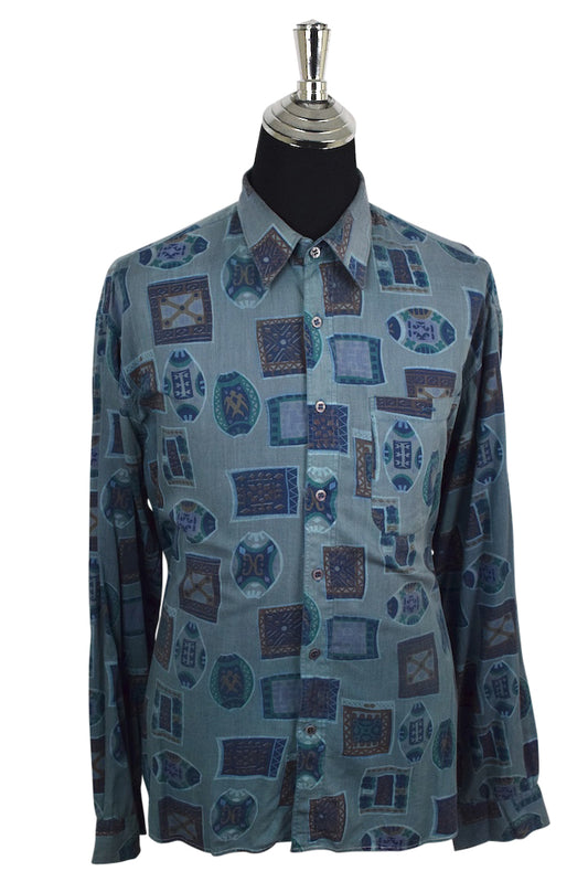 Blue Abstract Print Shirt