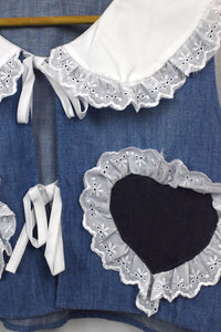 Reworked Cropped Denim Tie Up Top
