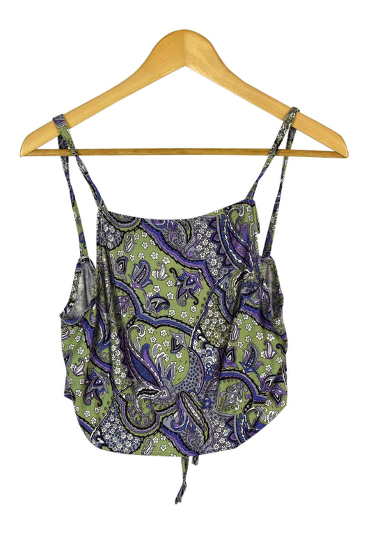 Reworked Paisley Print Tie Up Top