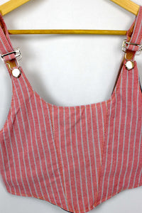 Red and White Reworked Striped Top