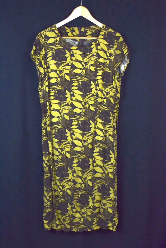 Reworked Abstract Leaf Print Dress