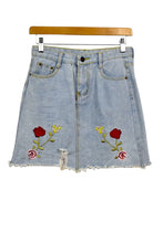 Load image into Gallery viewer, Floral Denim Mini Skirt

