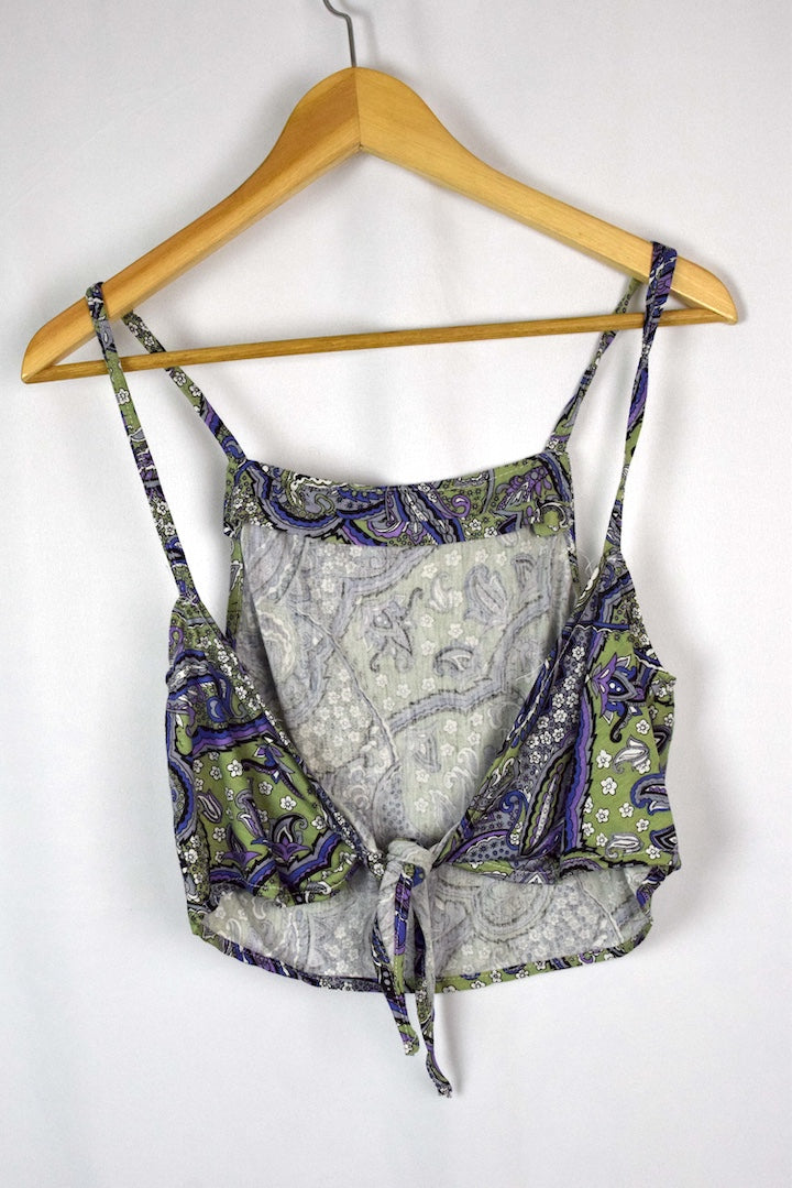 Reworked Paisley Print Tie Up Top