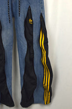 Load image into Gallery viewer, Reworked Adidas Brand Zip Up Track Jeans
