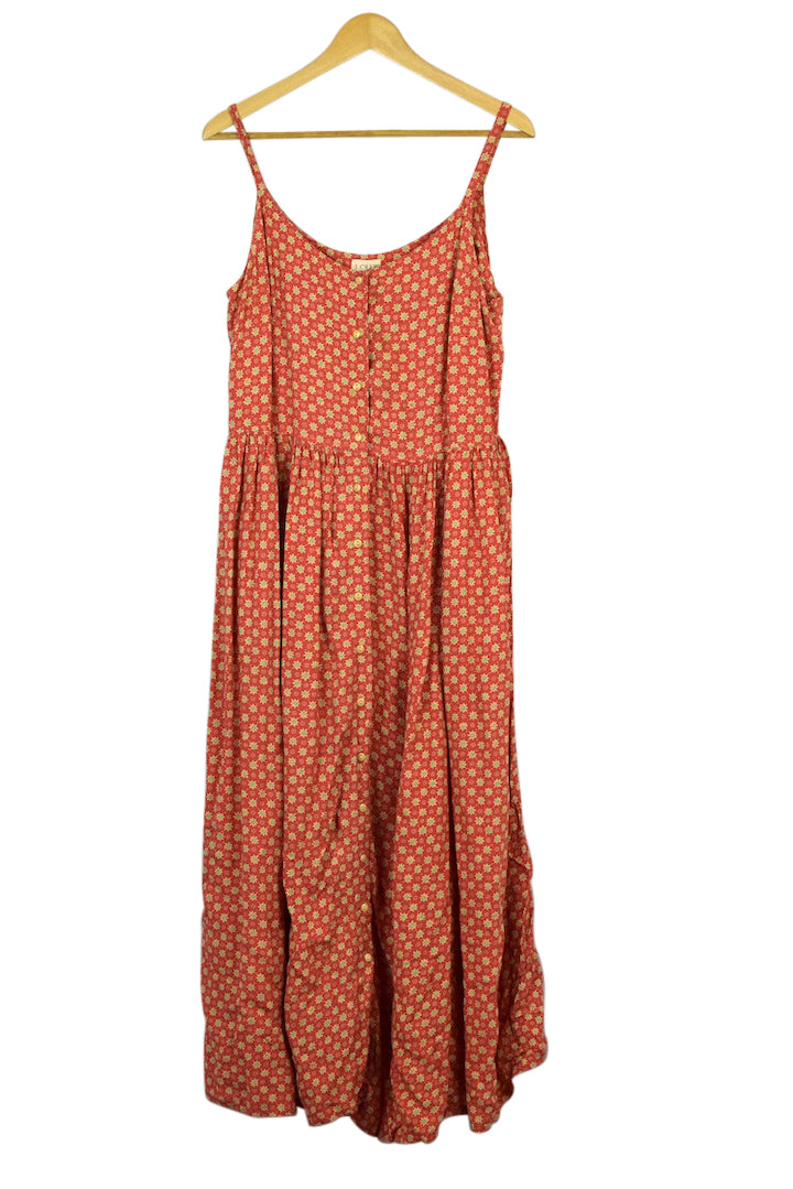 Orange Floral Print Dress