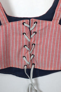 Red and White Reworked Striped Top