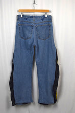 Load image into Gallery viewer, Reworked Adidas Brand Zip Up Track Jeans

