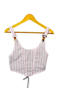Pink and White Reworked Striped Top