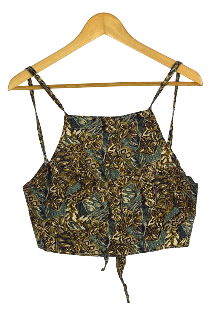 Reworked Abstract Floral Print Tie up Top