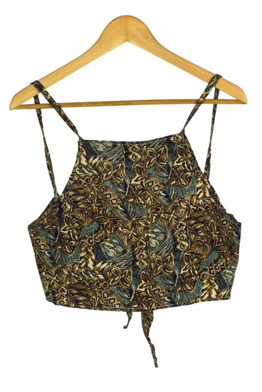 Reworked Abstract Floral Print Tie up Top