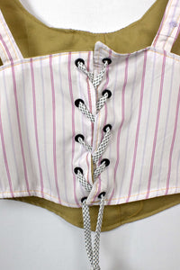 Pink and White Reworked Striped Top