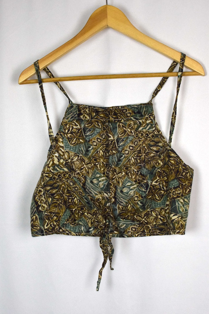 Reworked Abstract Floral Print Tie up Top