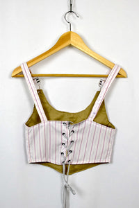 Pink and White Reworked Striped Top