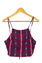Load image into Gallery viewer, Reworked Checkered Print Tie-Up Crop Top
