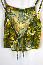 Load image into Gallery viewer, Green Reworked Floral Print Tie Up Top
