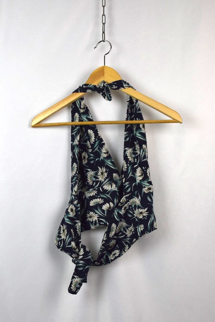 Reworked Floral Tie Up Top