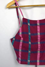 Load image into Gallery viewer, Reworked Checkered Print Tie-Up Crop Top
