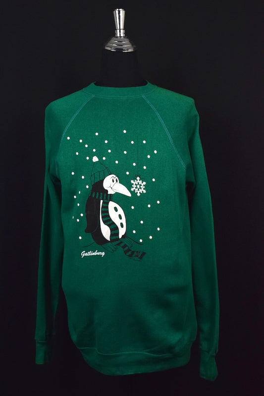 80s/90s Christmas Penguin Print Sweatshirt