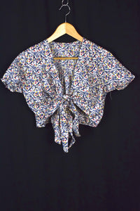 Reworked Floral Print Tie Up Top