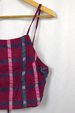 Load image into Gallery viewer, Reworked Checkered Print Tie-Up Crop Top
