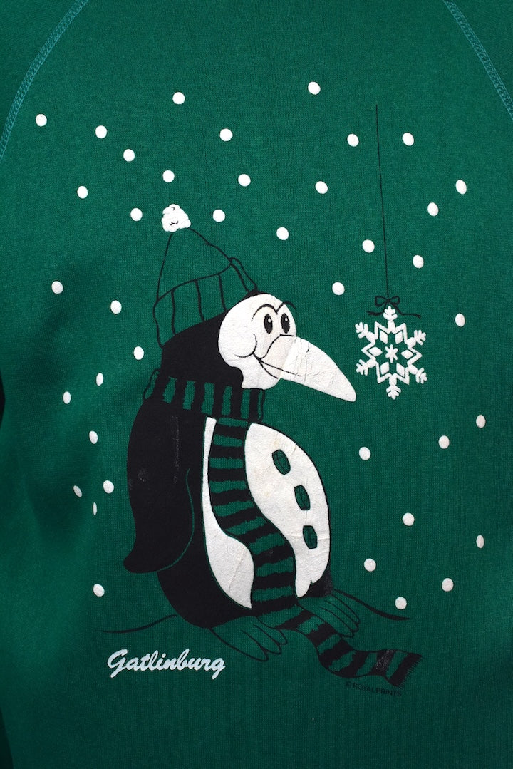 80s/90s Christmas Penguin Print Sweatshirt