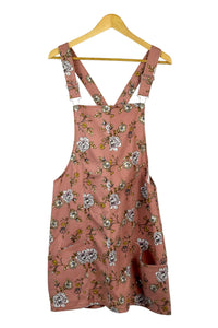 Rose Print Short Denim Overalls
