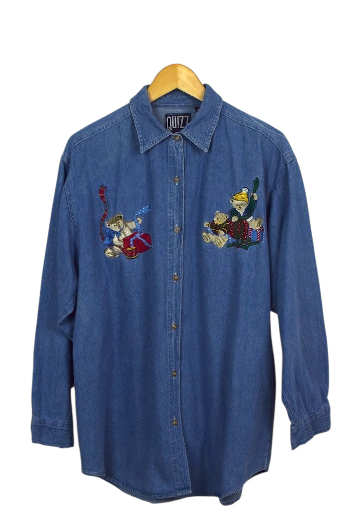 Teddy Bear Wrapping Denim Top