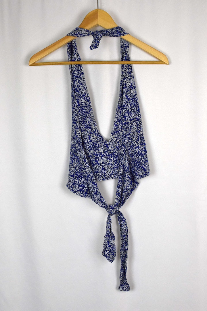Reworked Floral Print Tie-Up Top