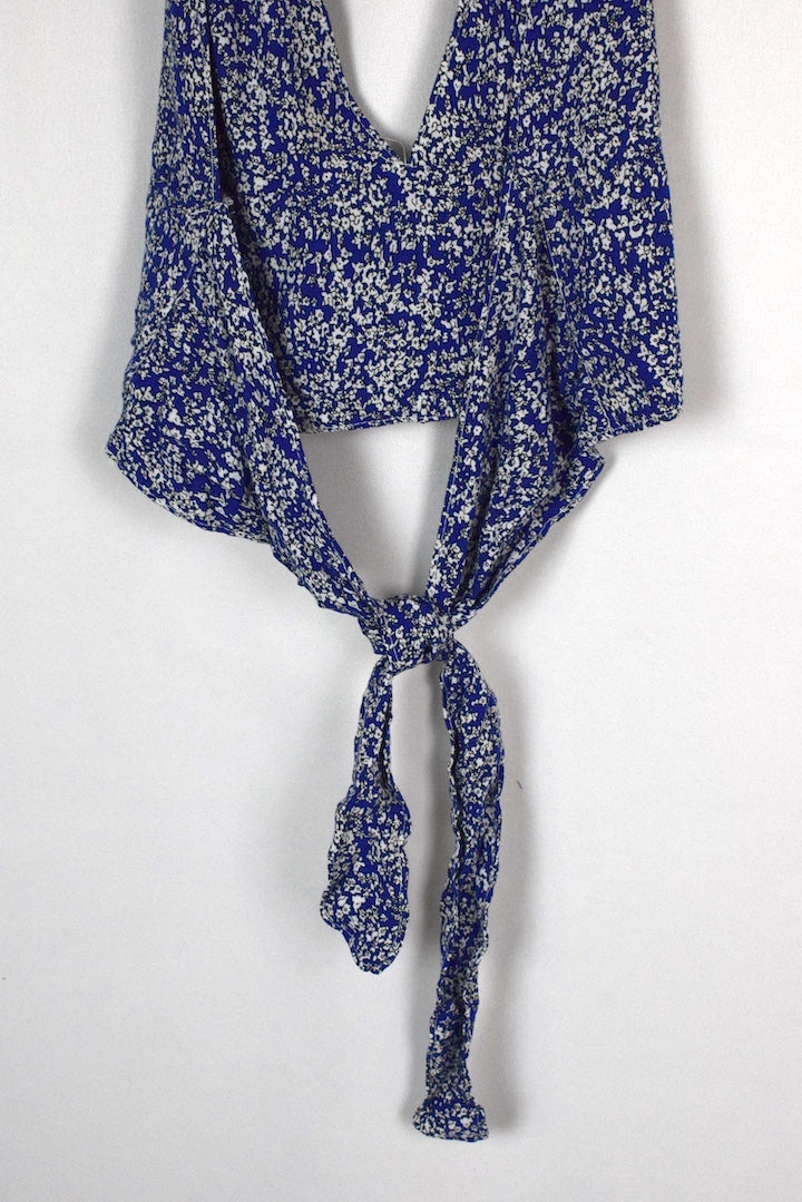 Reworked Floral Print Tie-Up Top