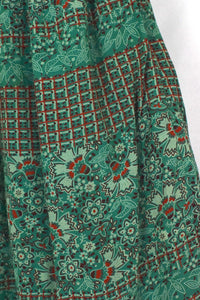 Checkered Floral Print Skirt