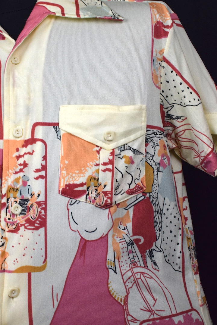 70s Cycling Print Shirt