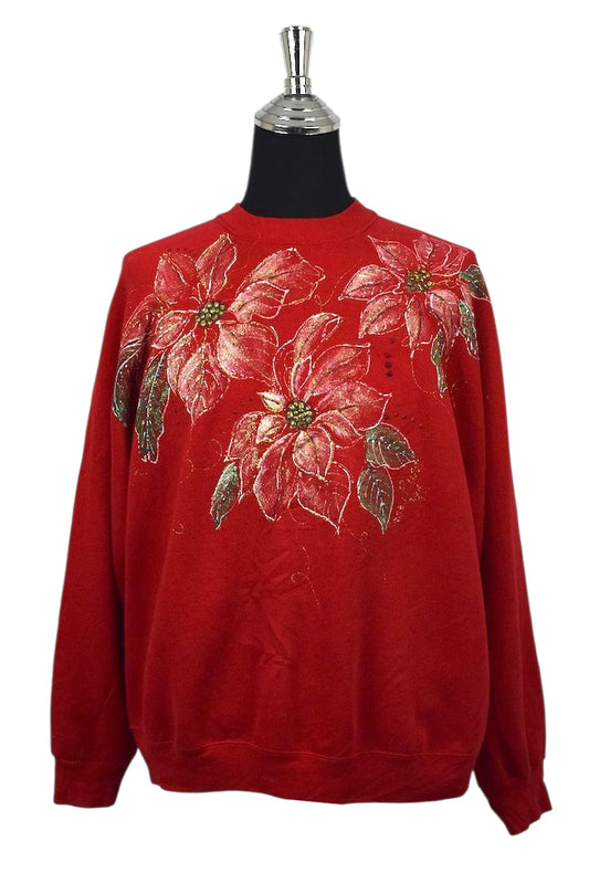 80s Christmas Poinsettia Sweatshirt