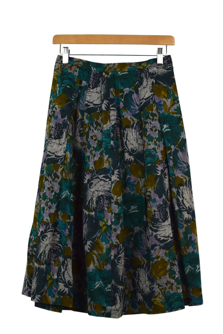Abstract Floral Print Skirt