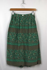 Checkered Floral Print Skirt