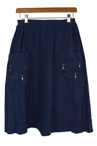 Reworked Golf Print Denim Skirt
